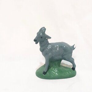 Nativity Goat Standing Figurine Christmas Hand Painted Ceramic 3" Gray Green